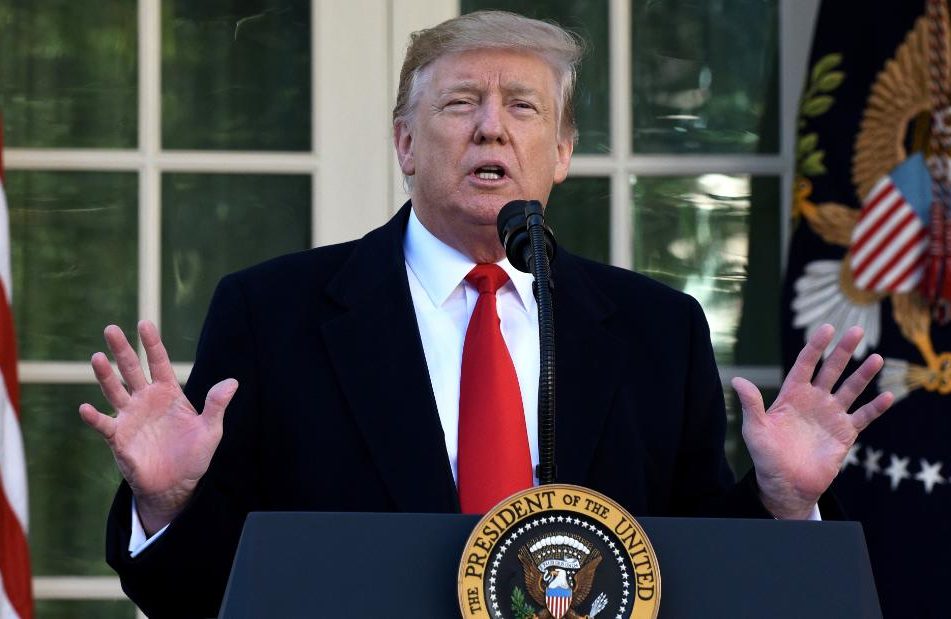 WASHINGTON, DC - JANUARY 25: US President Donald Trump makes a statement announcing that a deal has been reached to reopen the government through Feb. 15 during an event in the Rose Garden of the White House January 25, 2019 in Washington, DC. The White House announced they've reached a deal with Congress to end the shutdown and open the federal government for three weeks to give time to work out a larger immigration and border security deal.  (Photo by Olivier Douliery-Pool/Getty Images)