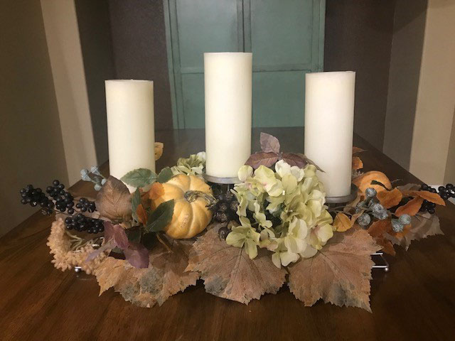 Fall centerpieces one for the Kitchen table and one for our dining room table..